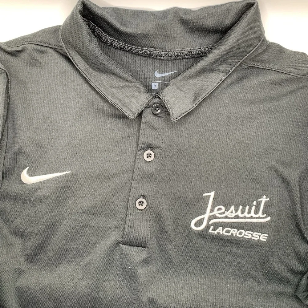 Nike Men's Jesuit Lacrosse Polo Shirt Pullover Short Sleeve Black Medium